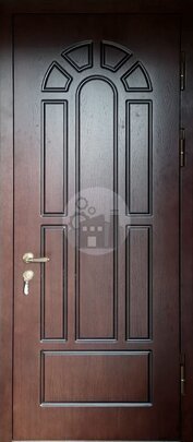 Стальная входная дверь, отделка коричневым шпоном МДФ и ламинатом-ДВ-1722
