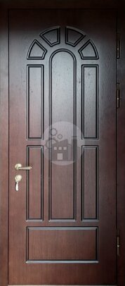 стальная входная дверь, отделка коричневым шпоном мдф и ламинатом-ДВ-1722
